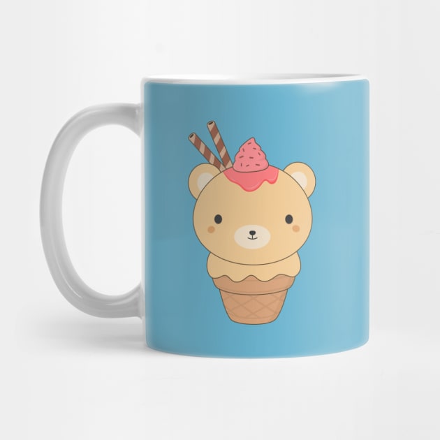 Kawaii Cute Ice Cream Bear T-Shirt by happinessinatee